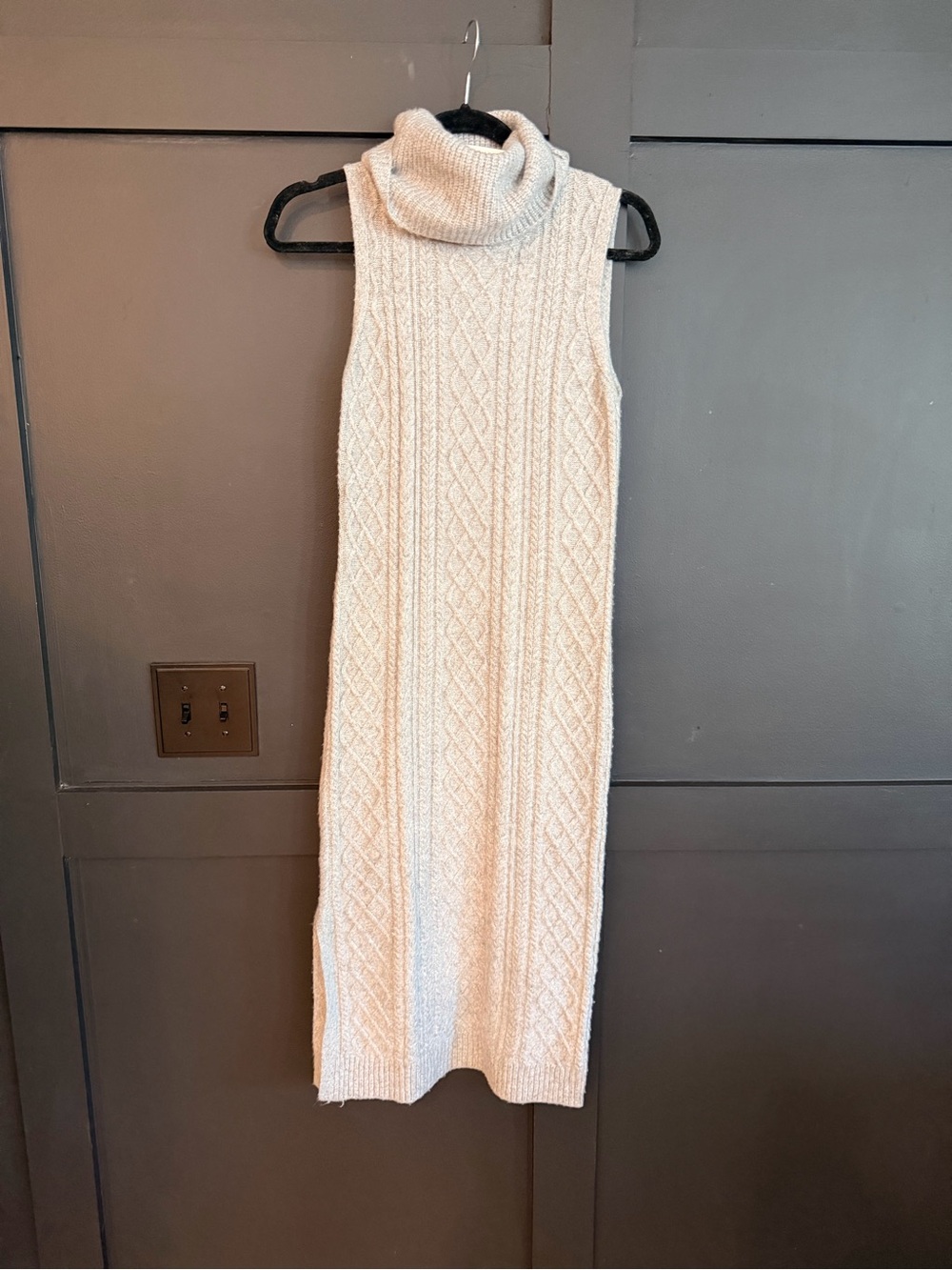 House of Harlow 1960 Cable Knit Sleeveless Turtleneck Dress - Cream